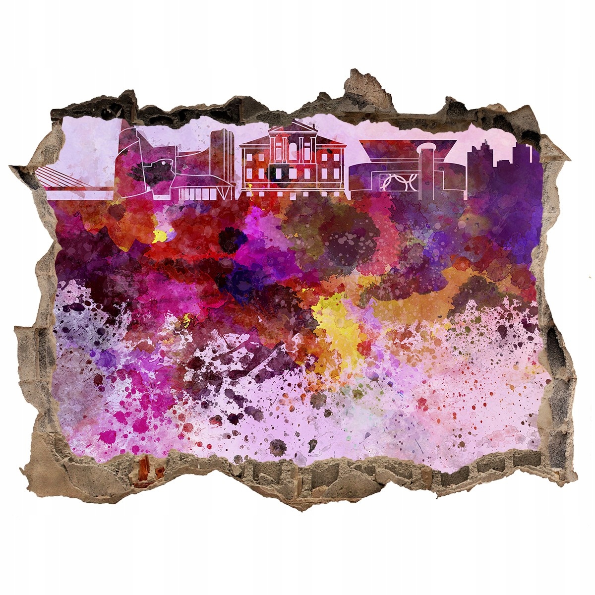 

Fototapeta dziura na ścianę 3d Kolorowa Warszawa