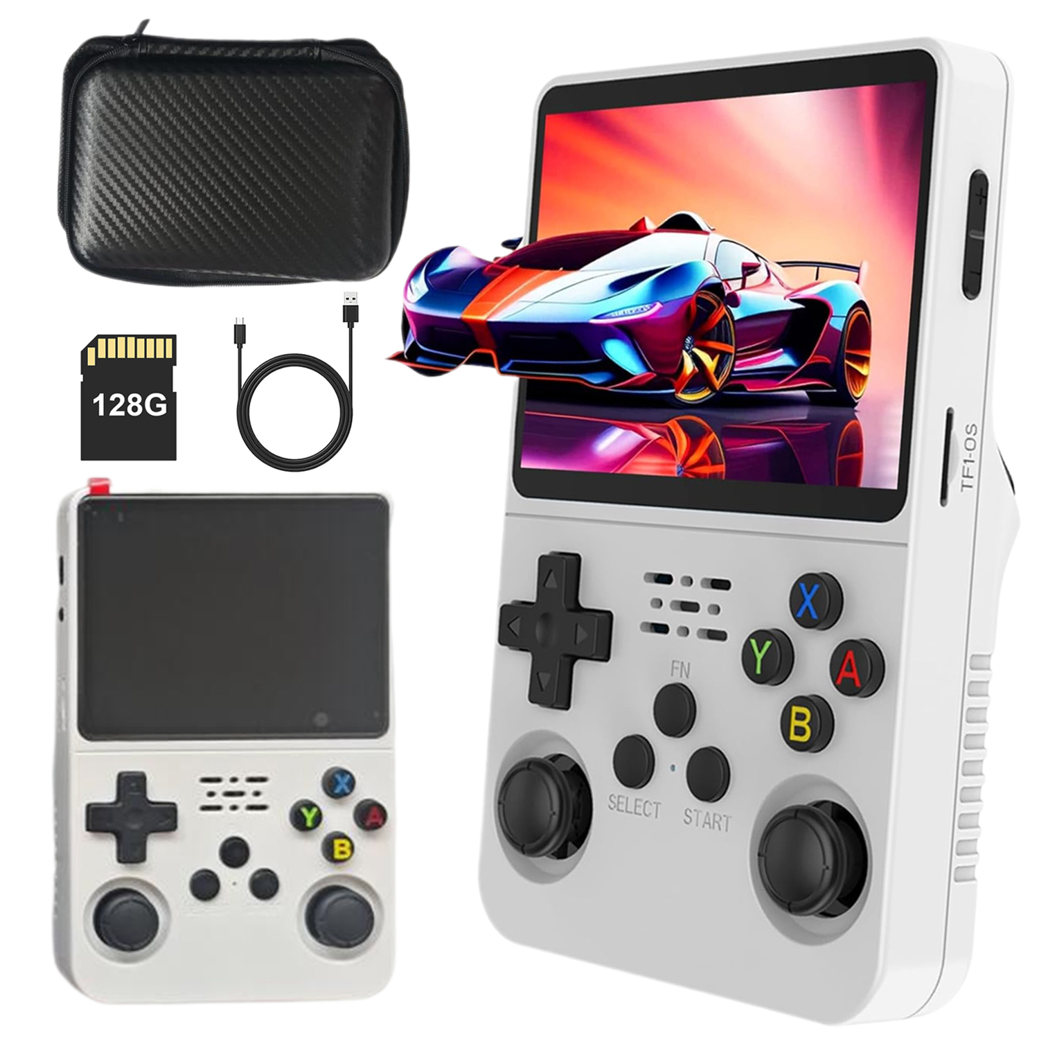 Přenosná Herní Konzole R36S Retro 21 000 Hry 32G 128G Linux Bílá