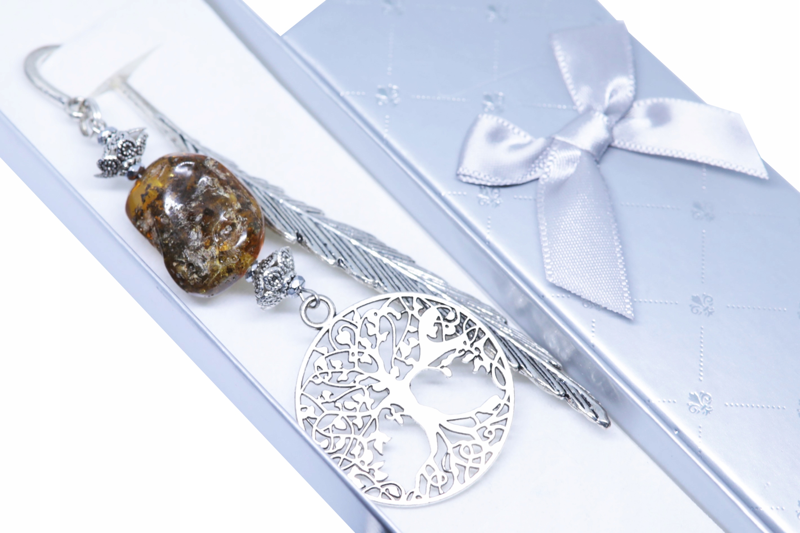 Záložka Do Knihy strom štěstí polské ruční práce Jantar krabička