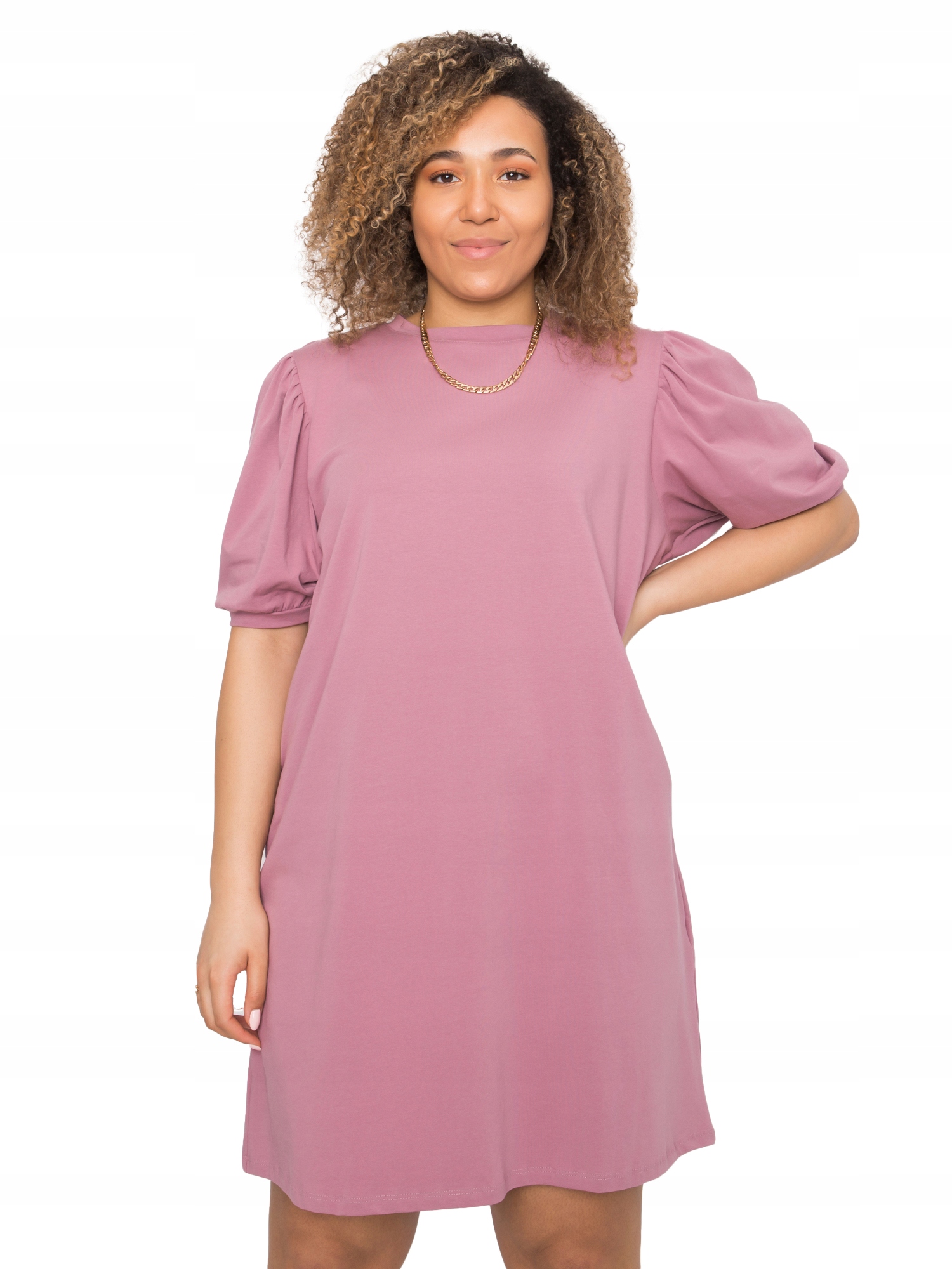 

Prosta Gładka Sukienka Damska Plus Size 3XL