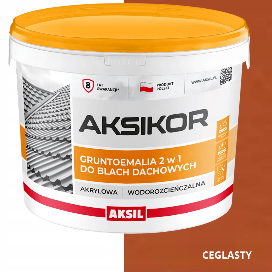 Aksikor Farba Na Strechu 2V1 Tehlová 8004 Vodná 10 L