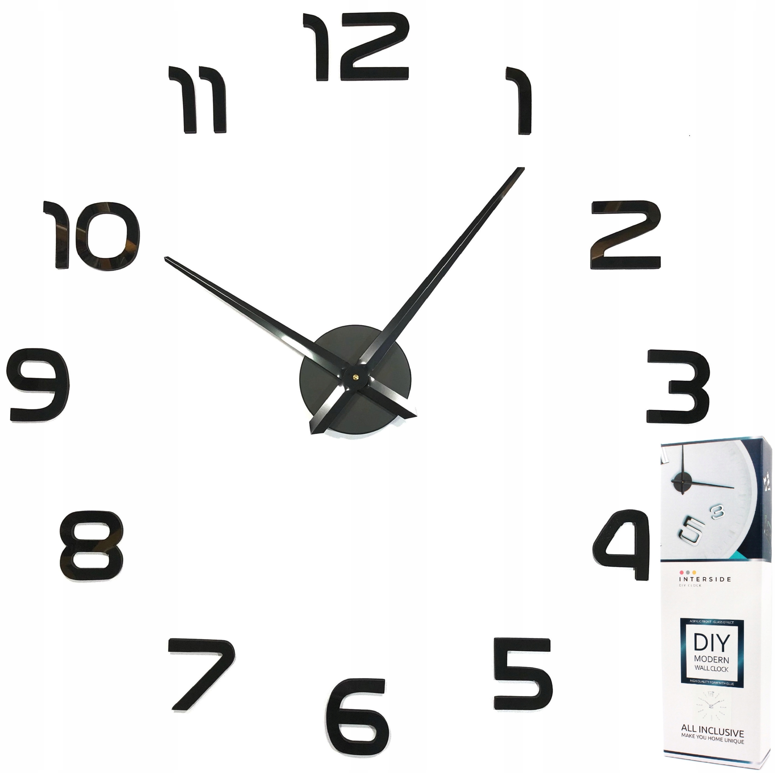 

Zegar Przyklejany Nowoczesny Ścianę 3D Lustrzany