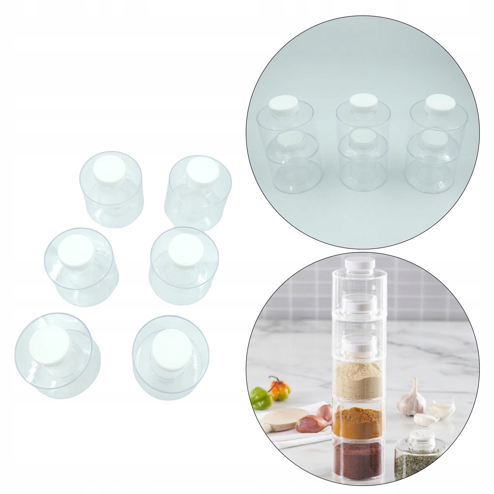leipupa 6pcs Spice Storage Jars Stackable Spice Rodzaj inne