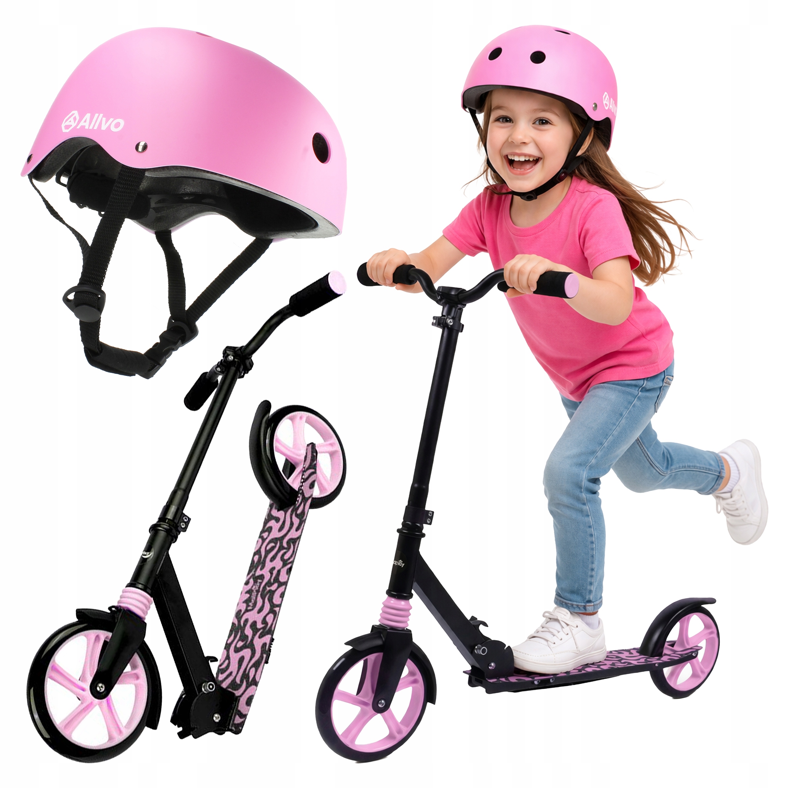 Zestaw 2w1 Hulajnoga Dziecięca Składana Regulowana do 100kg Kask M 54-58