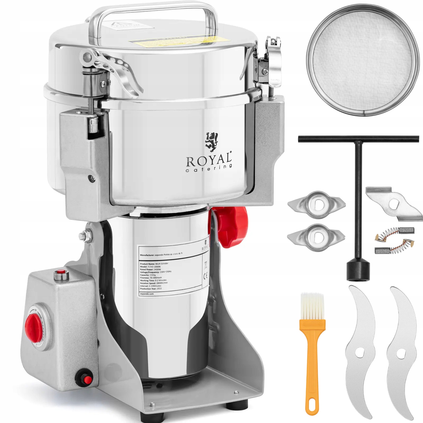 Elektrický mlynček na korenie kávových bylín a orechov 2000 g 3400 W