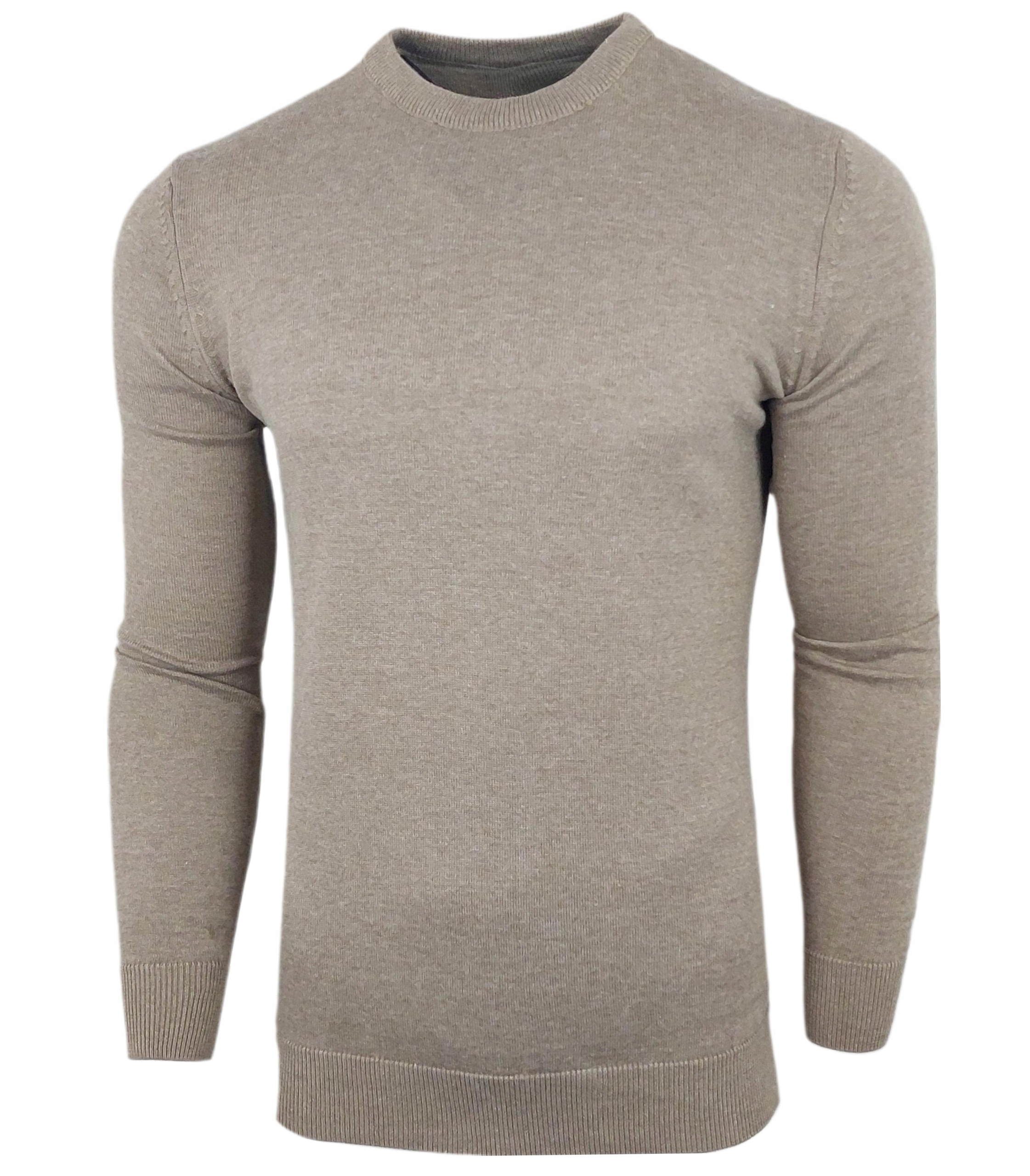 Sweter męski Klasyczny Elegancki Wygodny Bawełna Beżowy r. M Marka bez marki