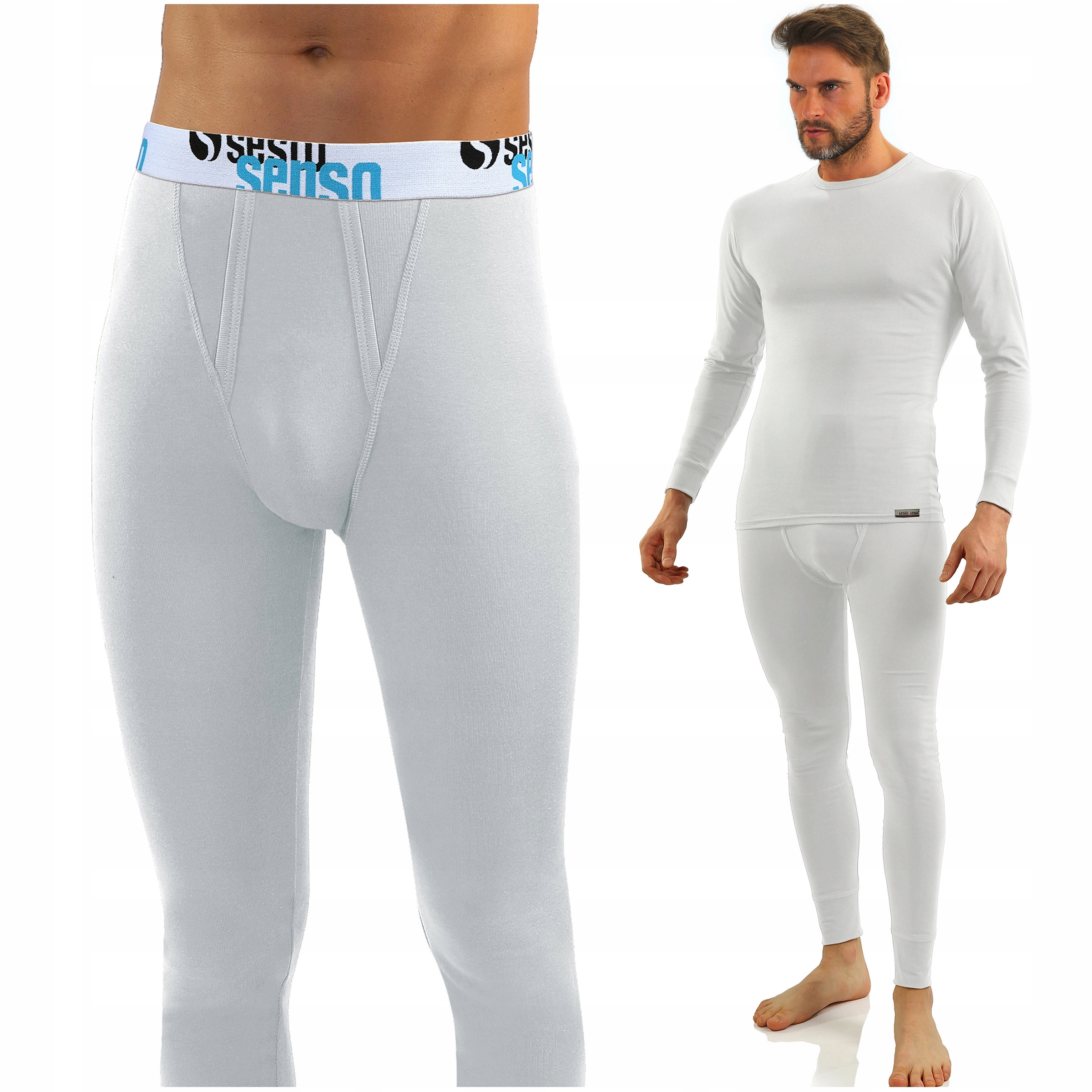 CIEPŁE KALESONY getry męskie bawełniane PRZYLEGAJĄCE Sesto Senso *L