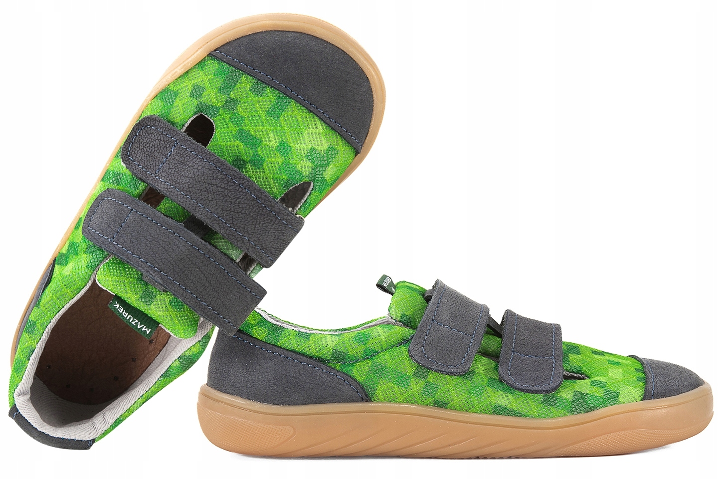 Mazurek Slipper Navy Pixel Barefoot Skórzano-tekstylne Półbuty Kapcie 30