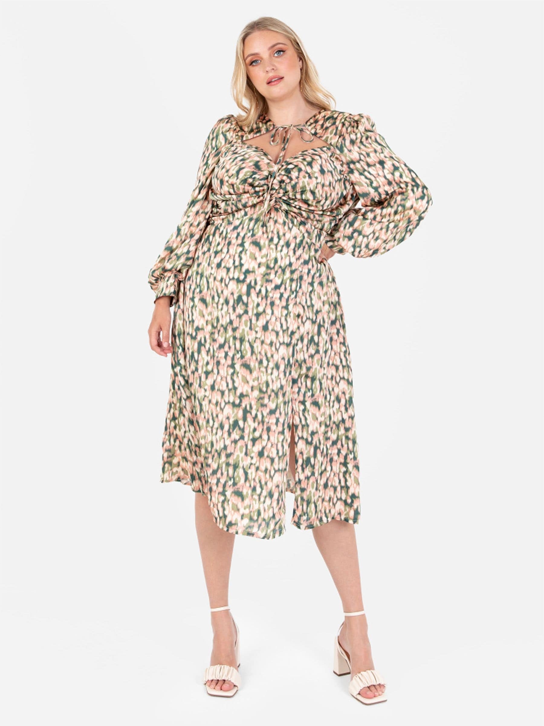 Lovedrobe Plus Size Šaty MIDI Se Zavazováním A Vzorem 54 6FA