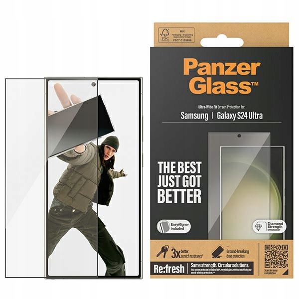 Tvrzené sklo pro Galaxy S24 Ultra PanzerGlass – 9H, full cover aplikátor