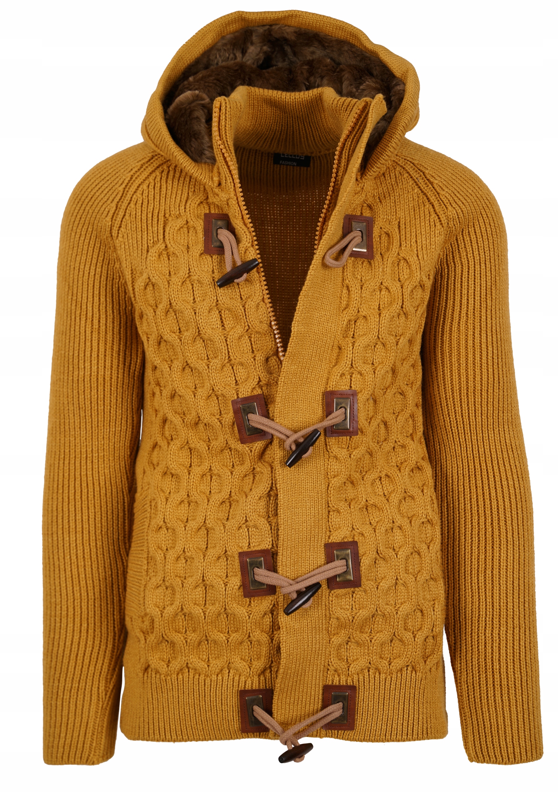 SWETER GRUBY ZIMOWY KARDIGAN ROZPIANANY WEŁNA M