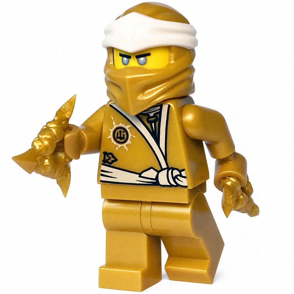 Nová Lego figurka Ninjago Zane Golden Ninja Legacy njo0589 zbraně