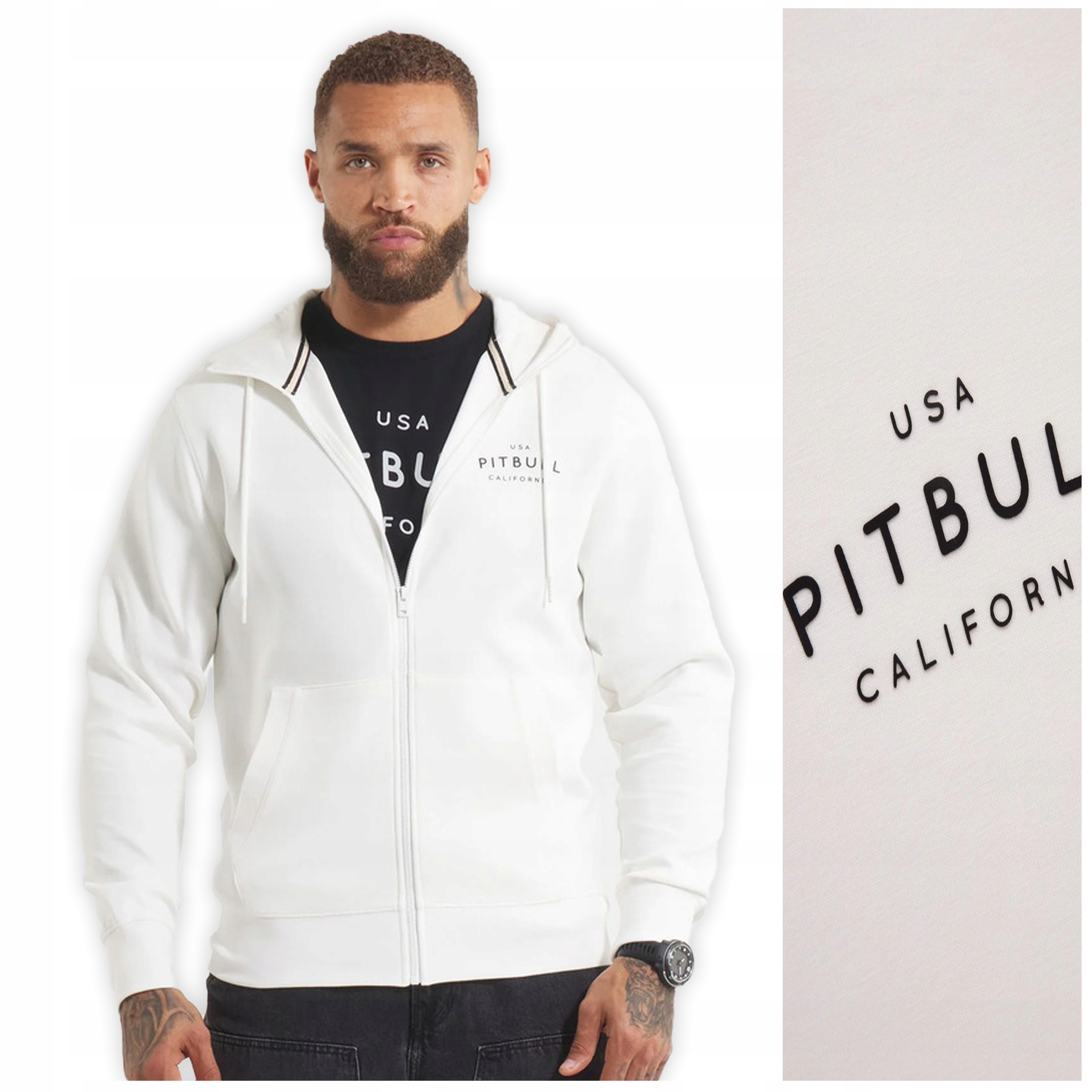 Rozepínací mikina s kapucí Pit Bull „sampson“ vel. XXL off white