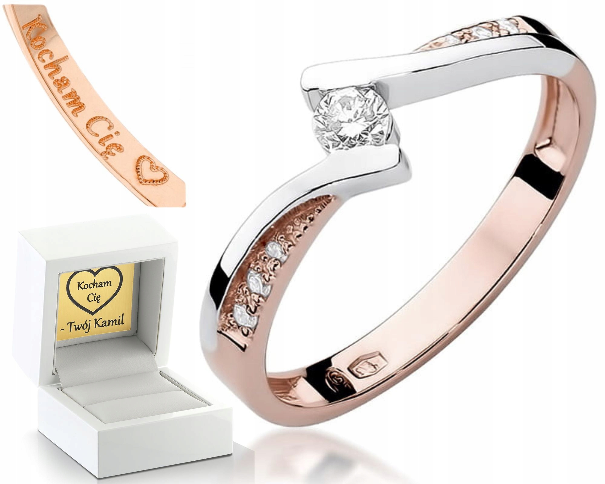 Růžové Zlato Prstýnek S Brilianty 0,16 Ct Zásnubní Pro Ženu