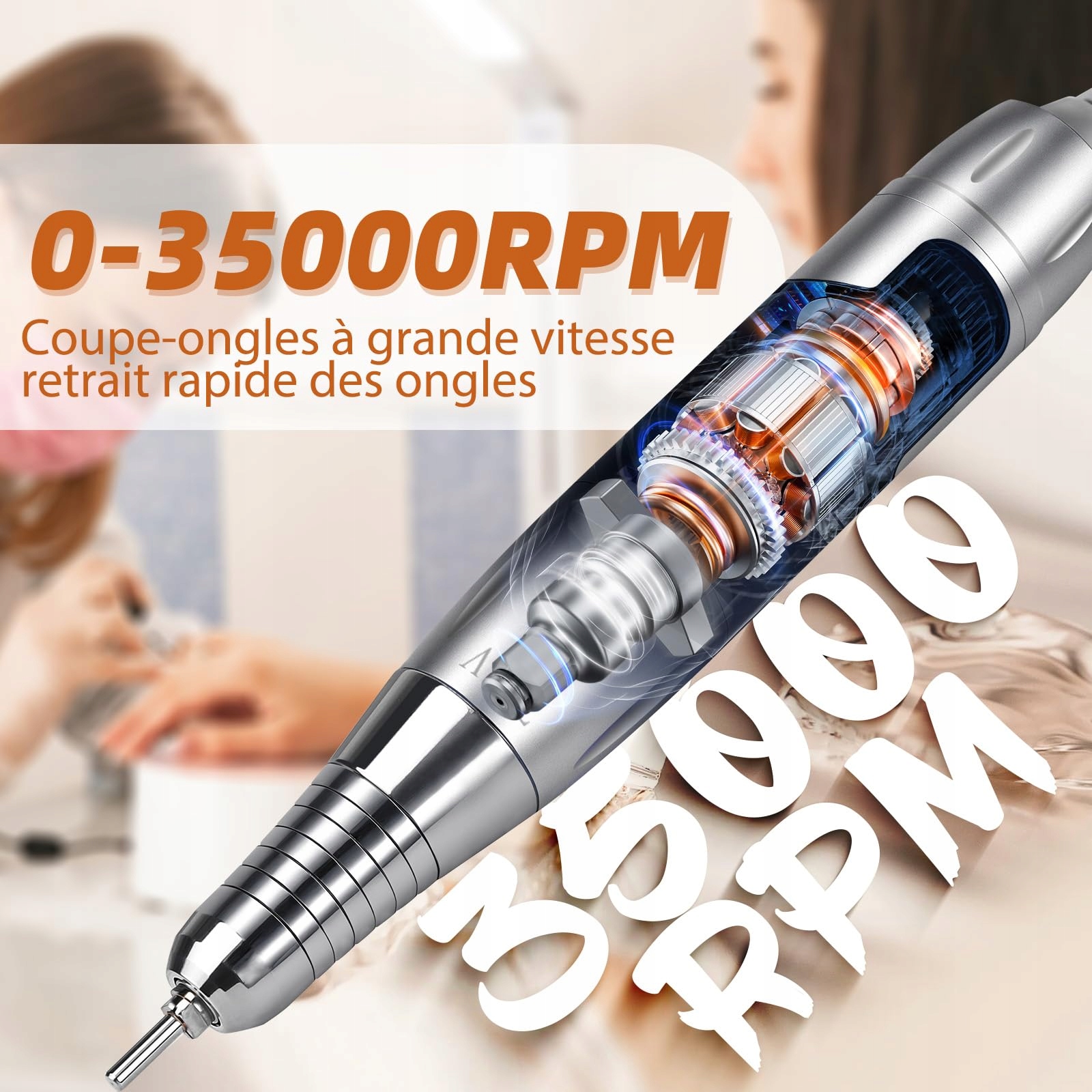 CIVPOWER Frezarka Do Paznokci 35000 OBRMIN Z Akumulatorem 4000mAh — miniatura 3