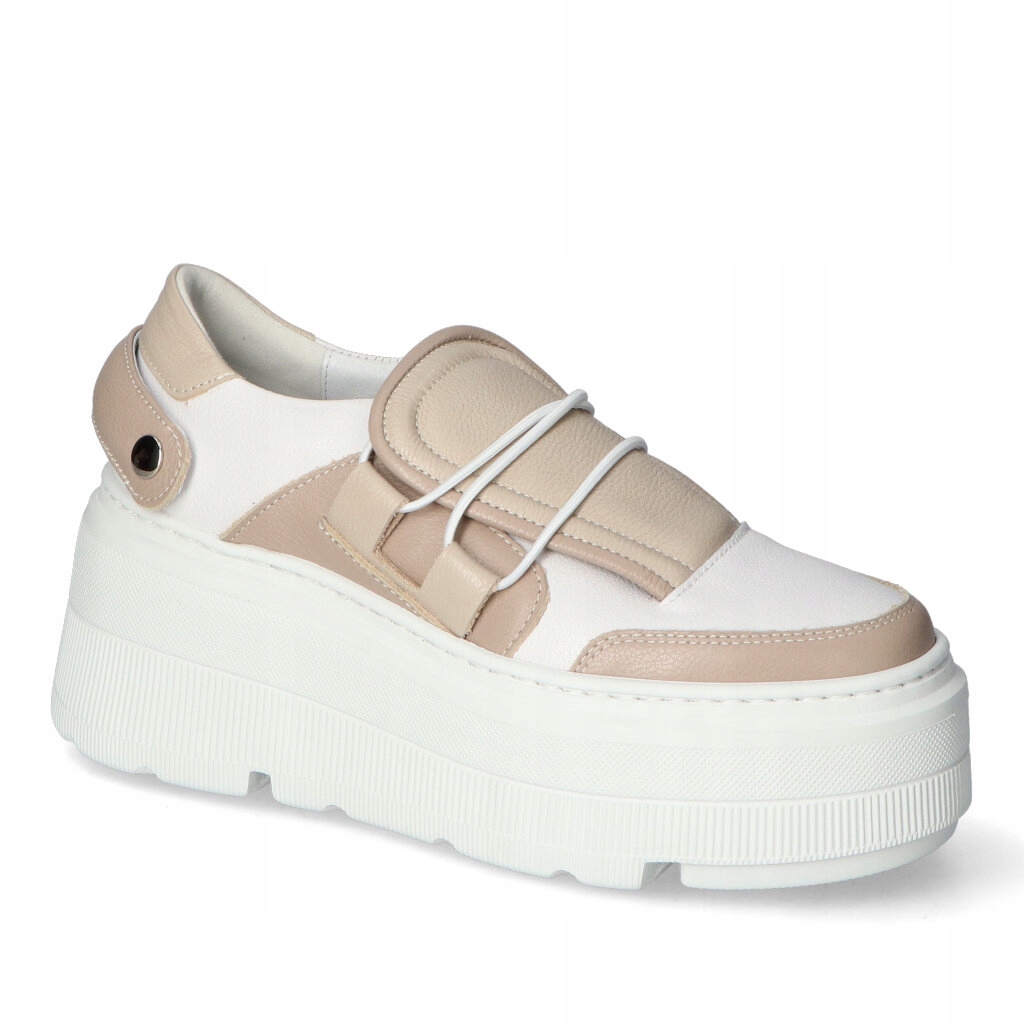 Dámské tenisky na platformě Serpento Bílé/Béžové Přírodní kůže 40