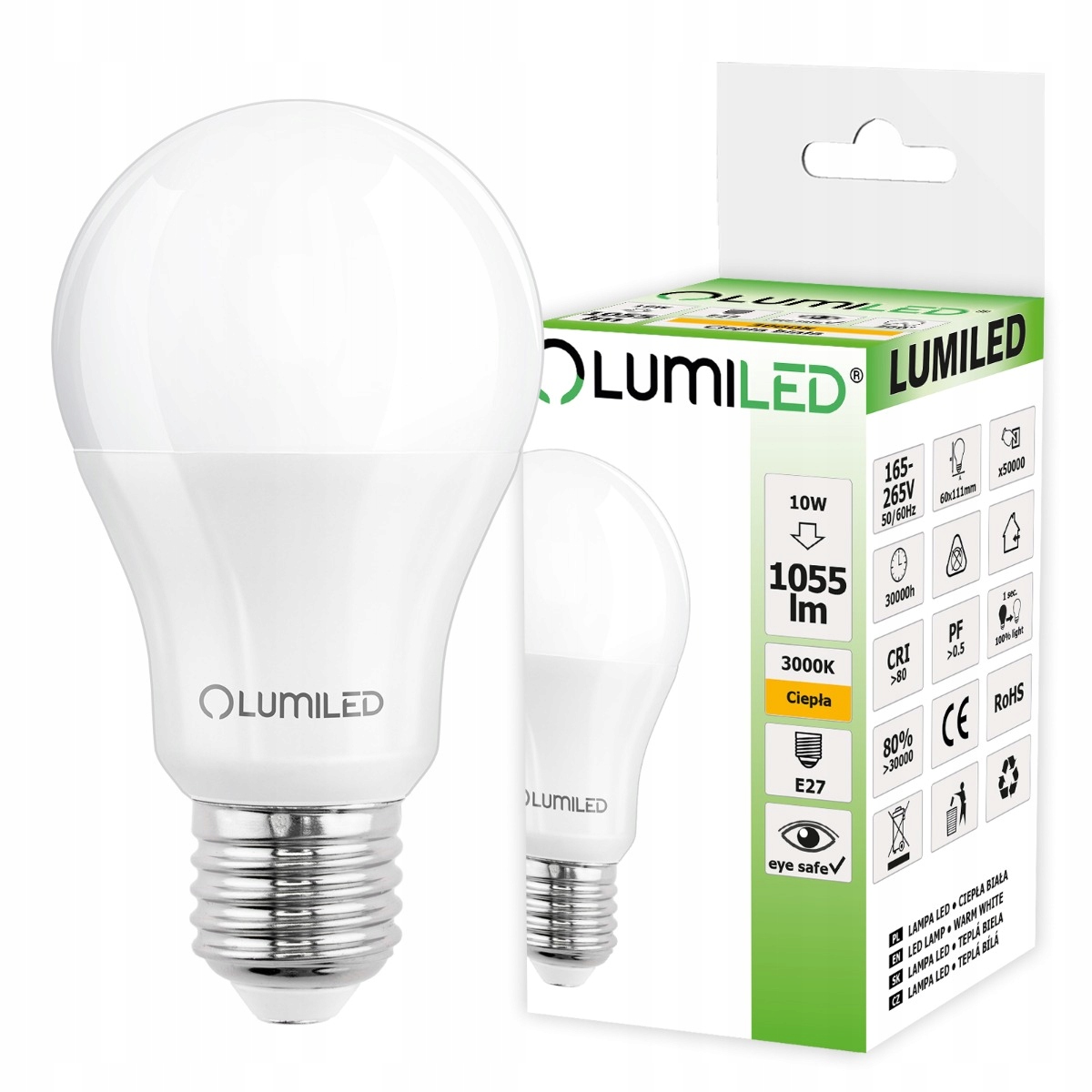 

10x Żarówka Led E27 10W 95W 1055lm Lumiled 3000K
