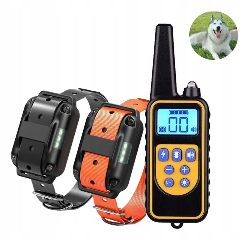 Levně Dvojitý Elektrický Výcvikový Obojek Pro Psa 800 M, Voděodolný, Dálkové Ovládání