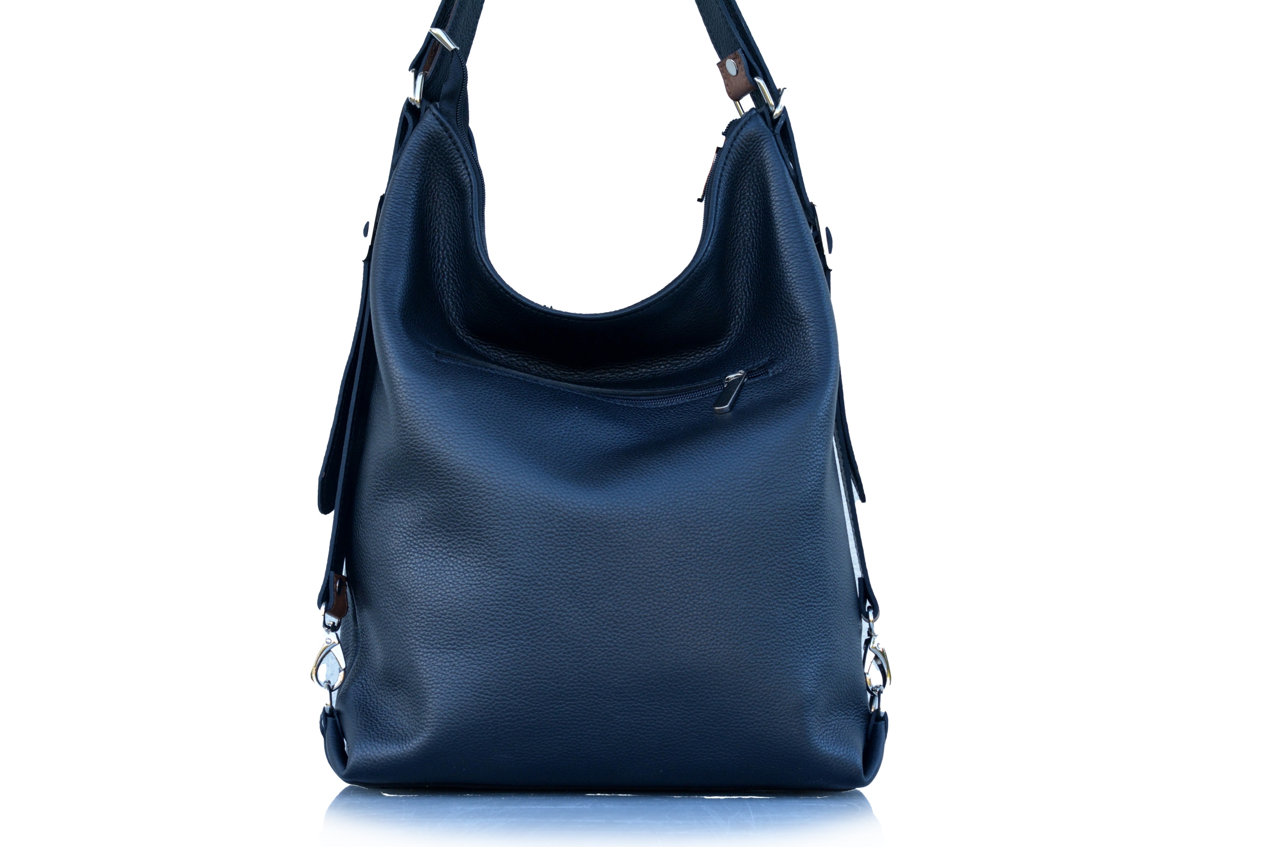 SKÓRZANA TOREBKA-PLECAK DAMSKA WŁOSKA SKÓRA 2W1 Kolor okuć srebrny