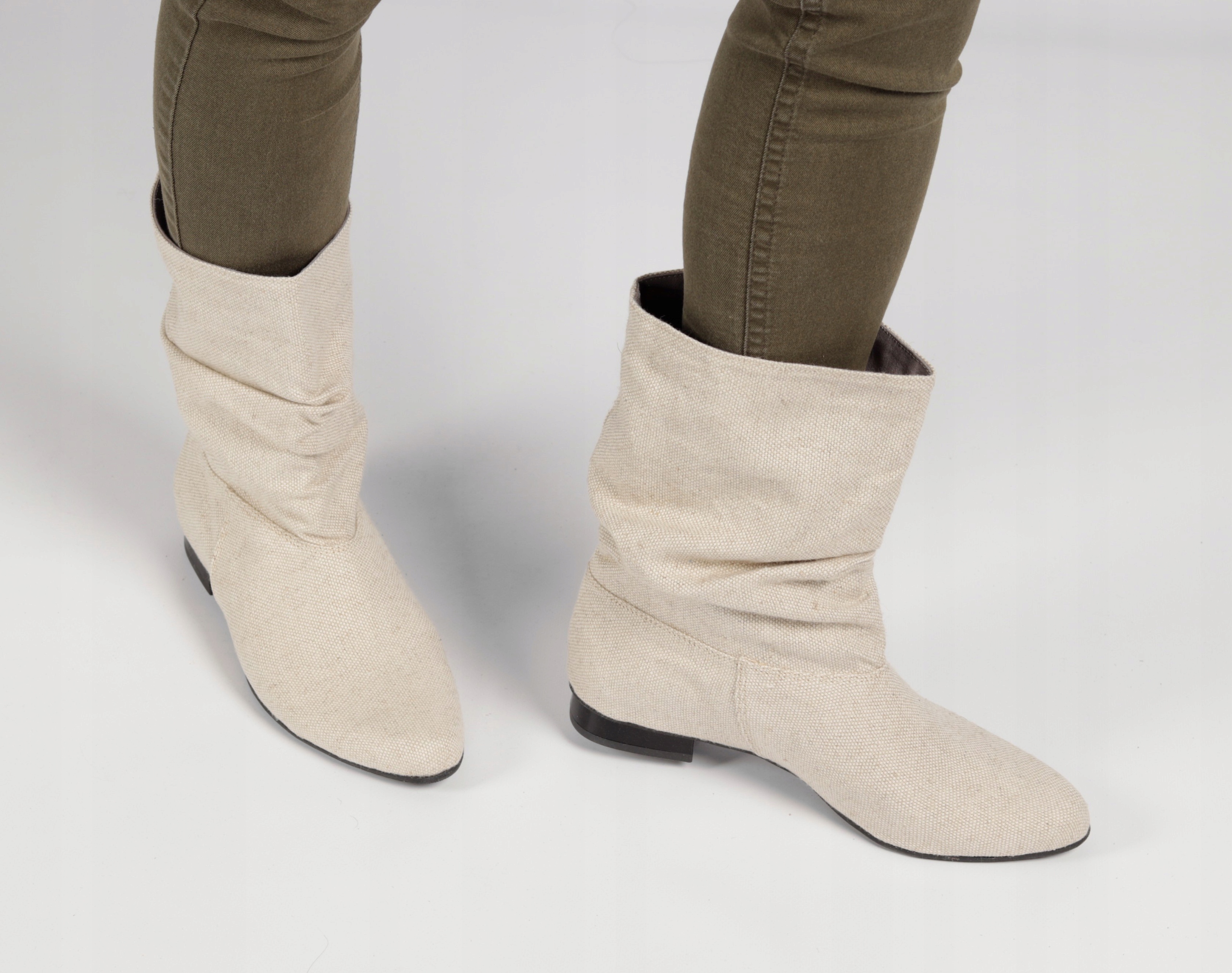 Botki Saszki SA/1 len tekstylne 43 Kolor beżowy