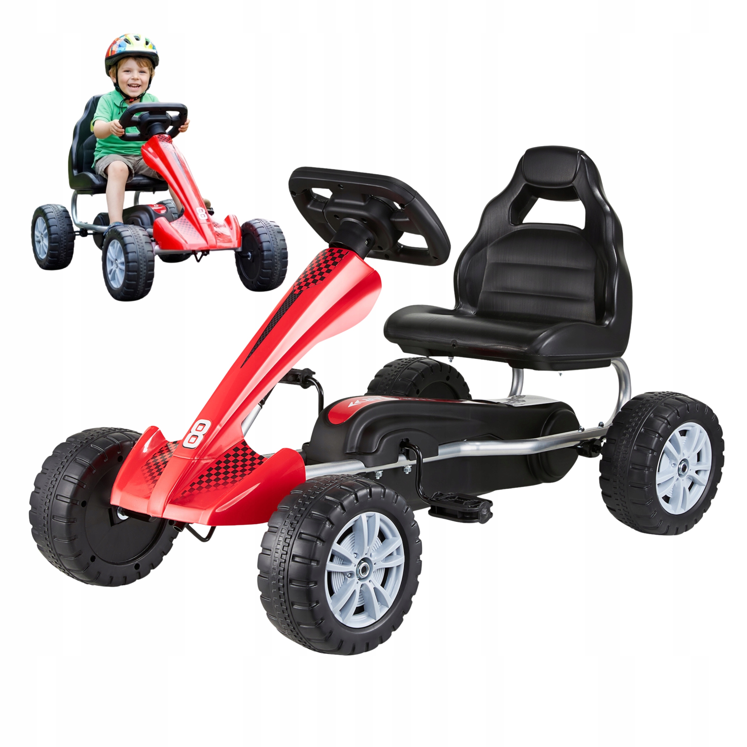 Gokart na pedały dla dzieci 3+ duży gokart dziecięcy regulowane siedzenie