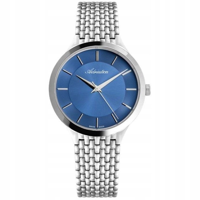 Adriatica pánské hodinky stříbrné na náramku s modrým ciferníkem