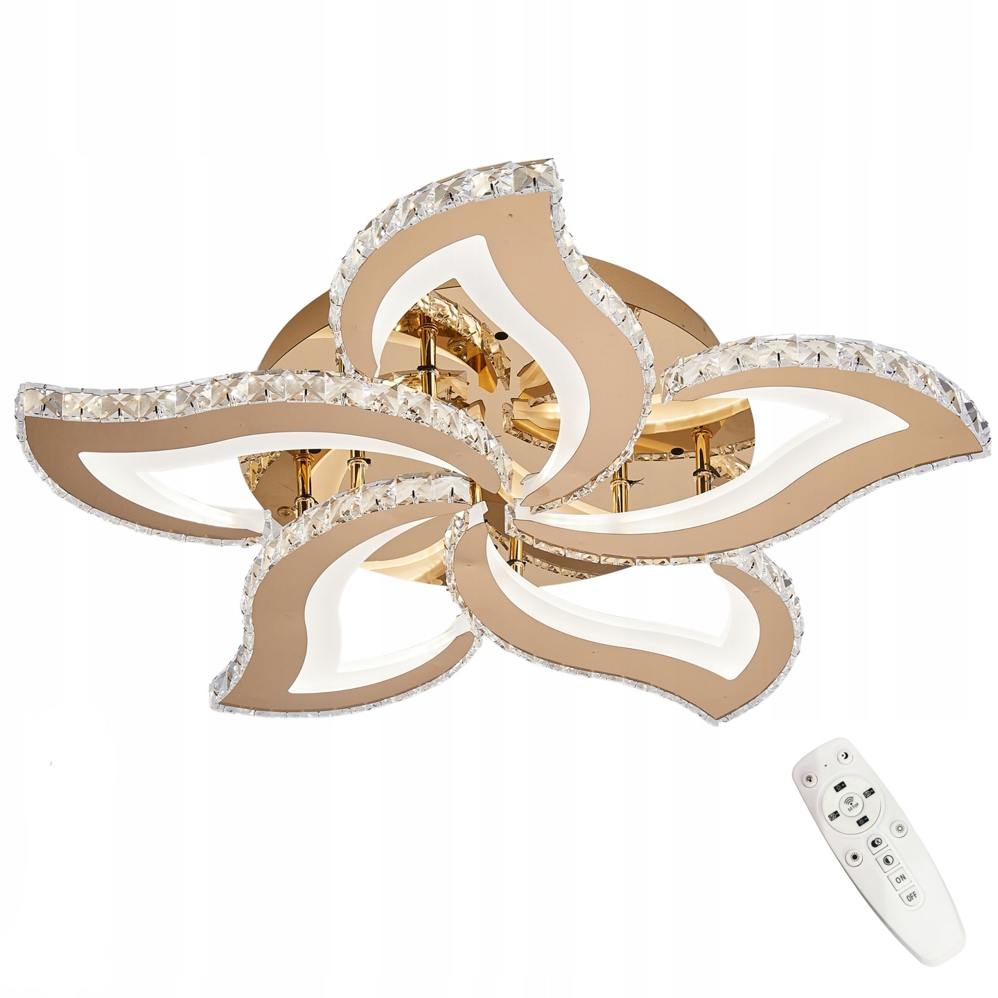 Lampa Wisząca Sufitowa Kryształowa Wisząca Żyrandol Plafon Led Z Pilotem