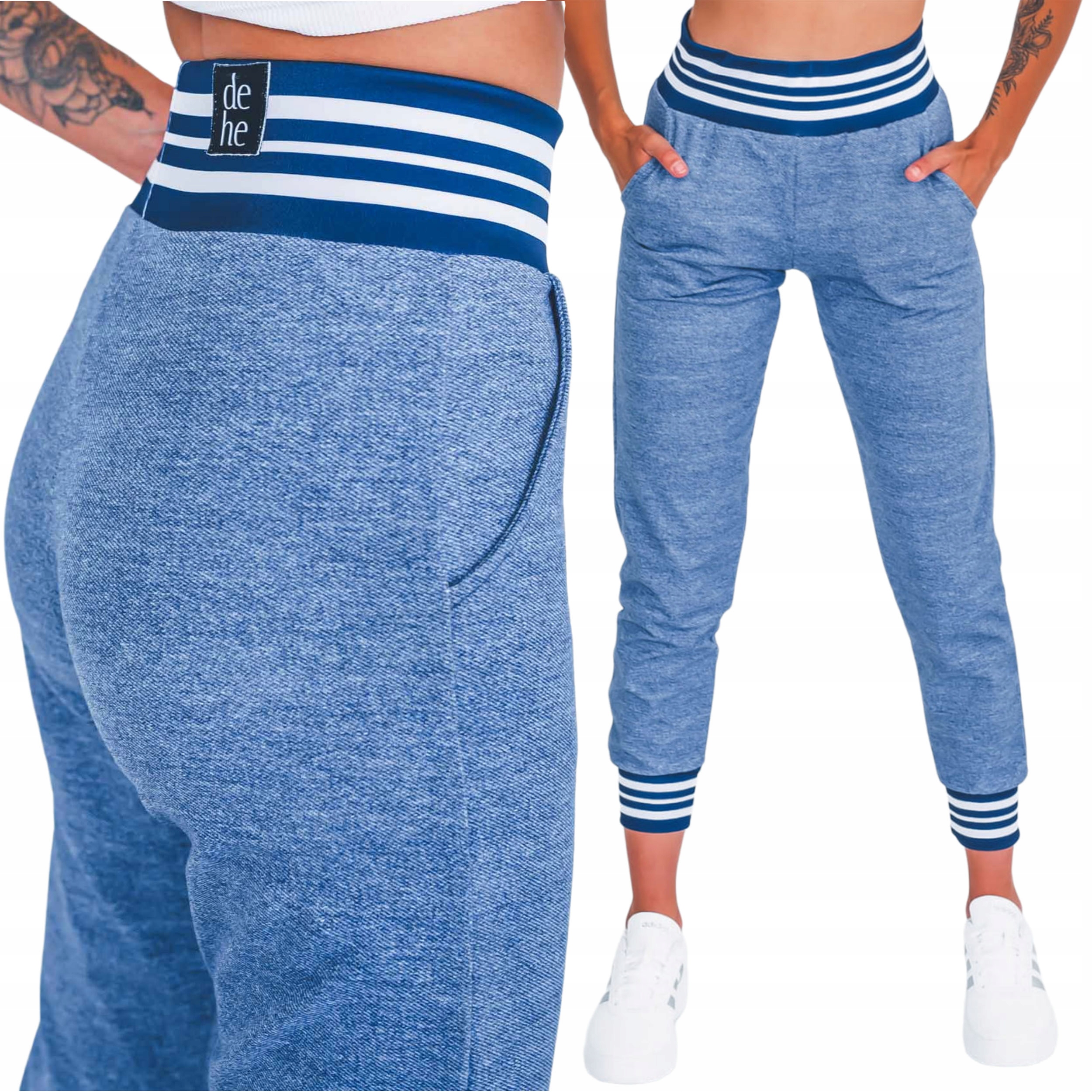 Damskie dresowe spodnie bawełniane ze sciągaczem L