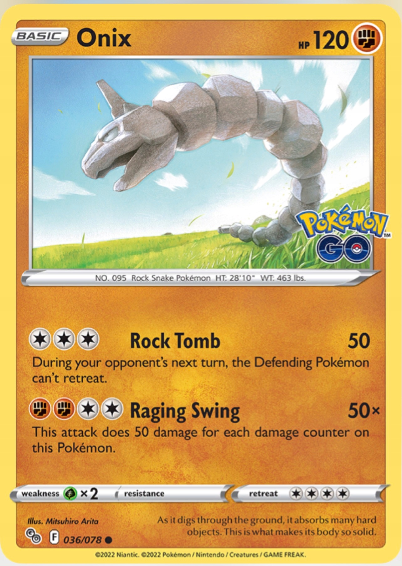 Pokemon Go 036/078 Onix Tcg