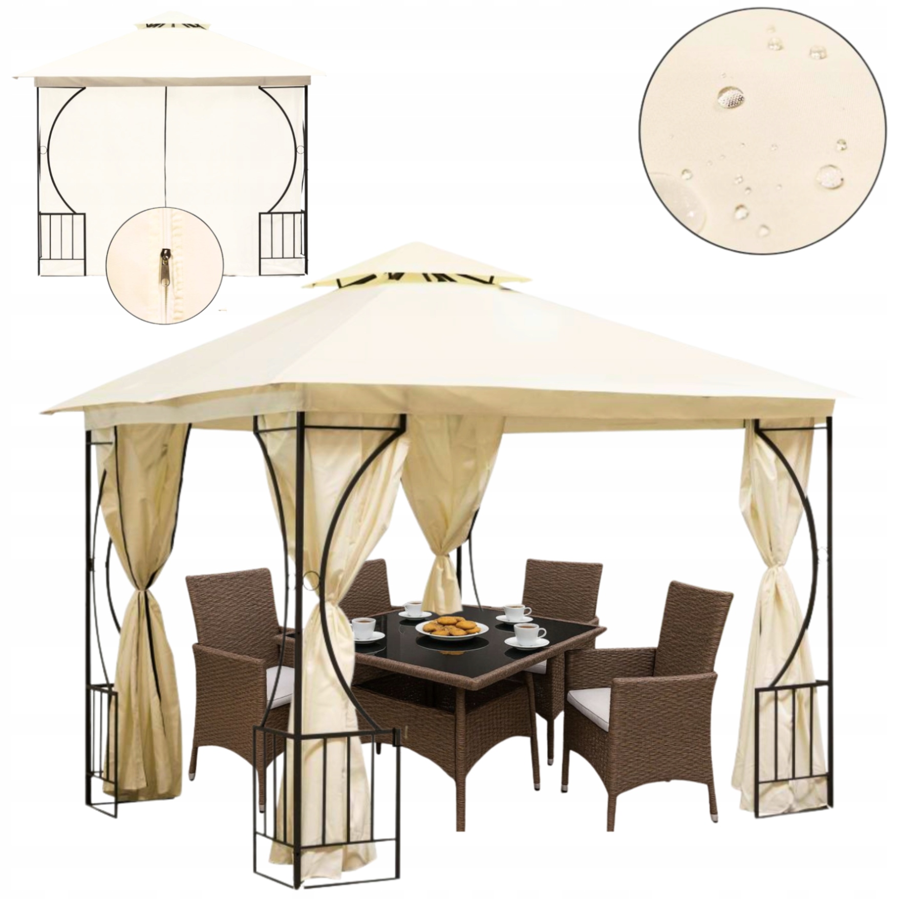 Namiot Pawilon Ogrodowy Altana Ogrodowa 4 Ścianki 3x4 M Dekoracyjny Stelaż