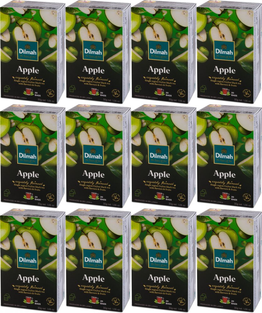 Herbata czarna aromatyzowana w torebkach Dilmah Apple jabłko 20szt x12