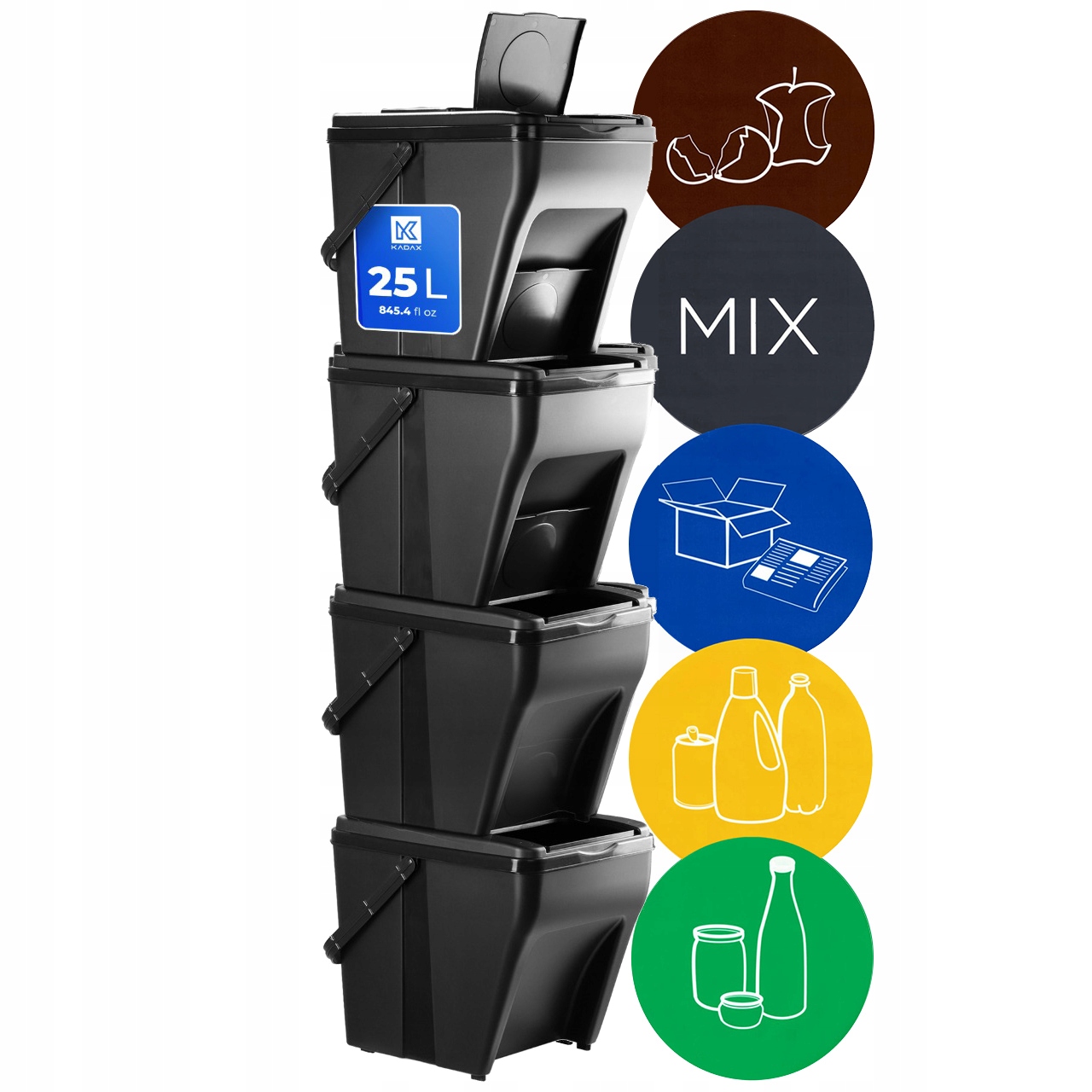 Odpadkový Koš Nádoba Na Třídění Nádoba Koše S Nálepkami 4 x 25L