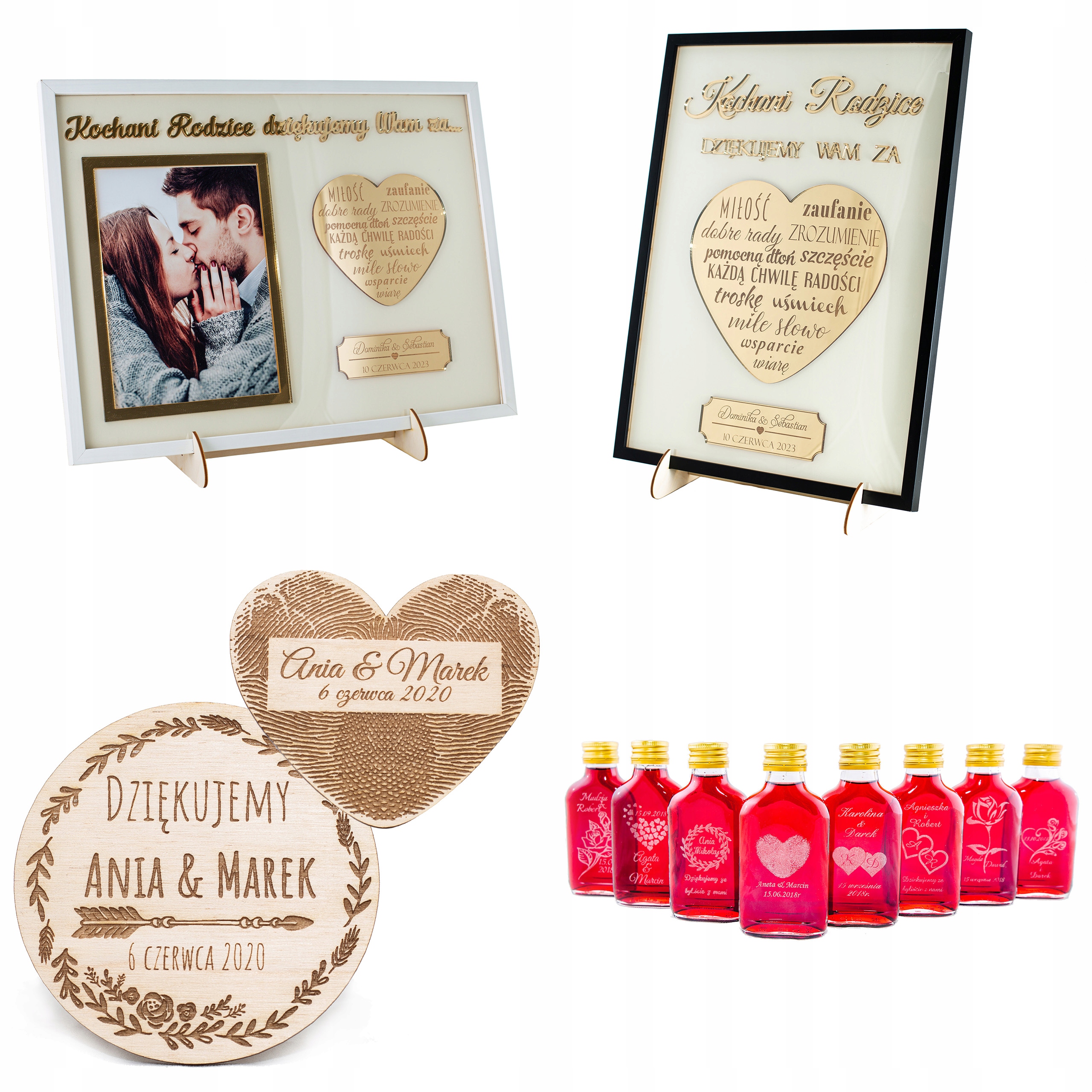 KSIĘGA GOŚCI Z ANKIETAMI NA ŚLUB WESELE DREWNIANA PERSONALIZAWANA PAMIĄTKA Liczba kart 31