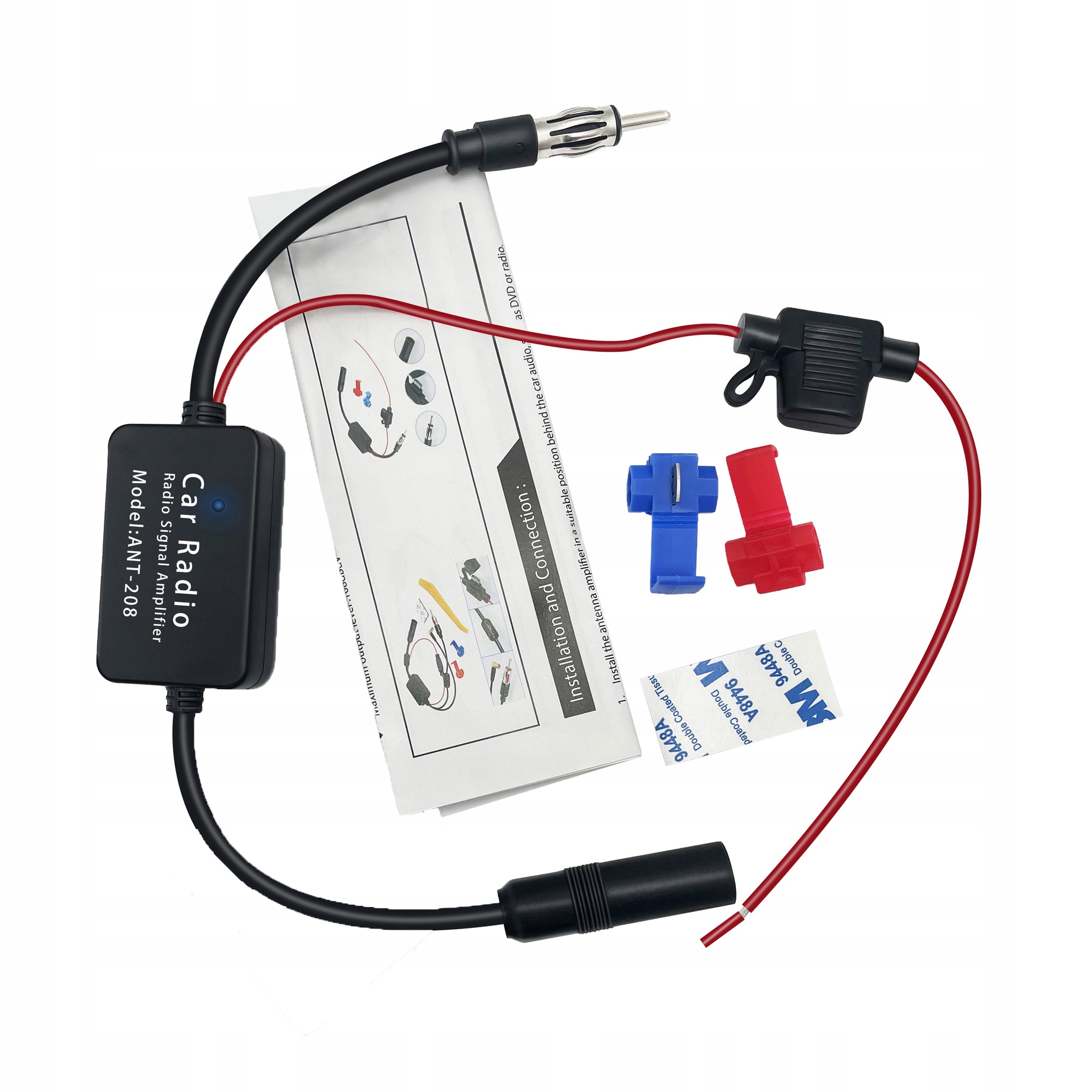 WZMACNIACZ ANTENOWY SYGNAŁU RADIOWEGO AM FM RADIO 12V 25DB Kod producenta Antenna-3in1