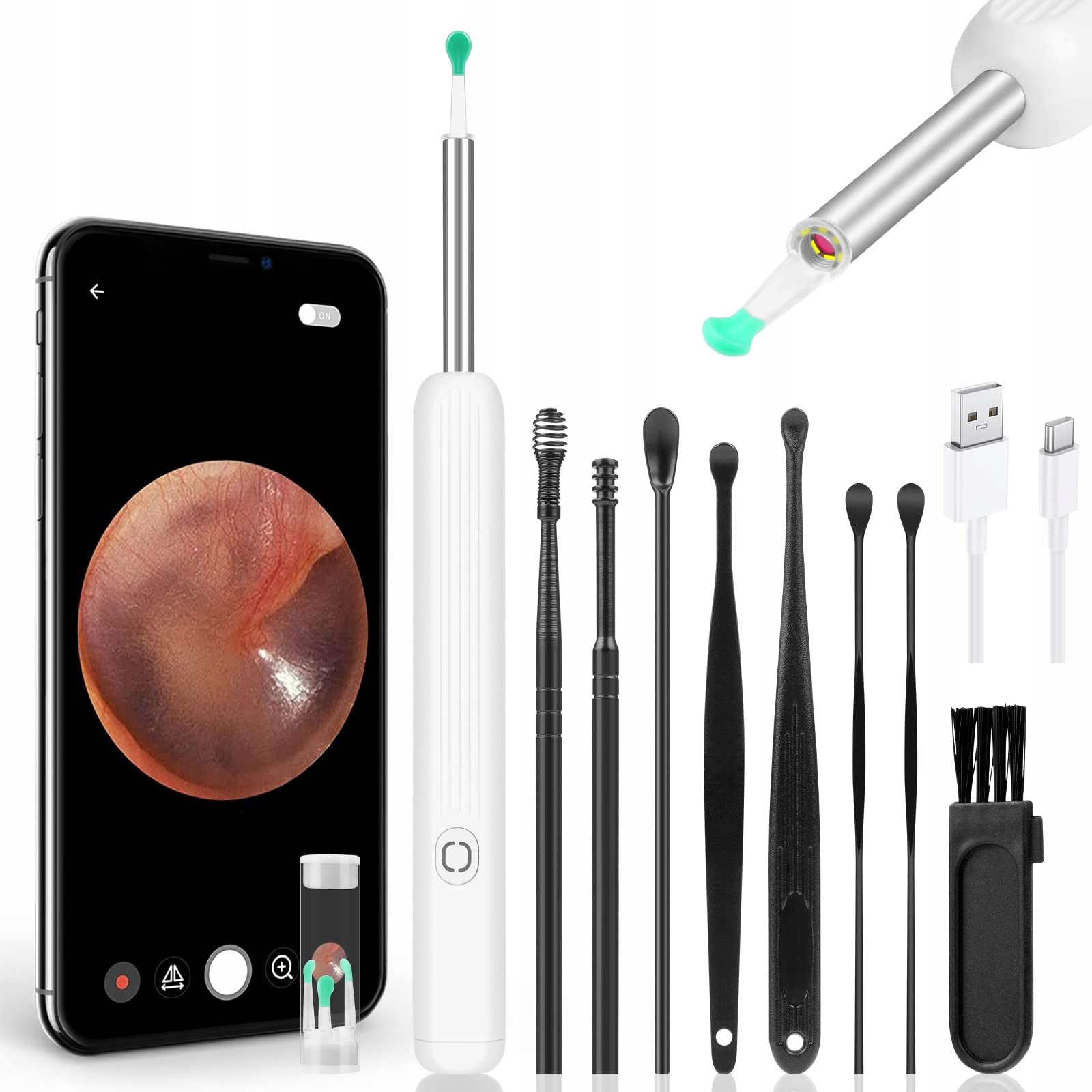 ACWOO Kamera Do Czyszczenia Uszu IP67 Wodoodporna Z WiFi i 6 LED — miniatura 9