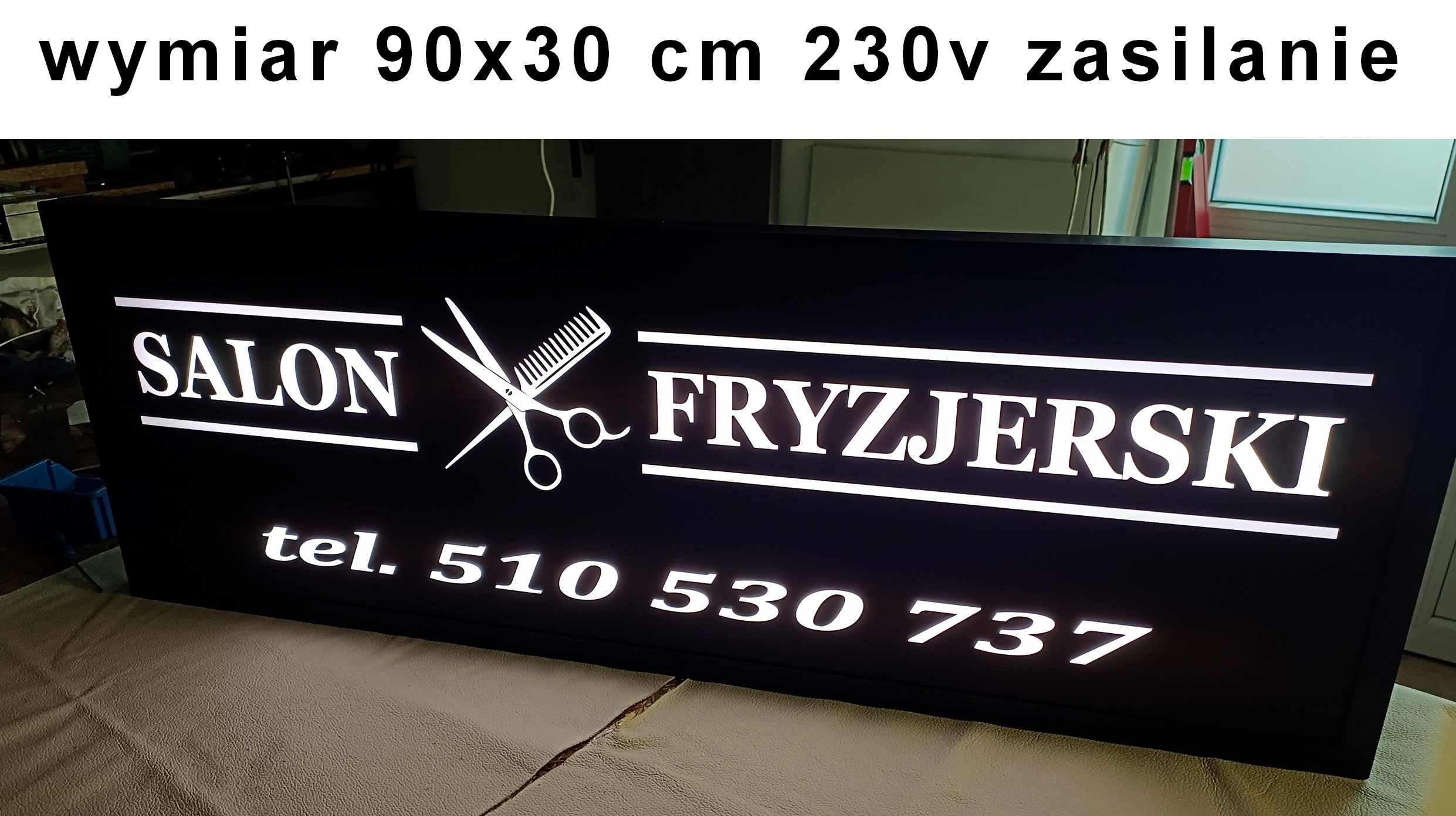 90x30 - NUMER DOMU Podświetlana Tablica led adres ulica baner nr domu 230v