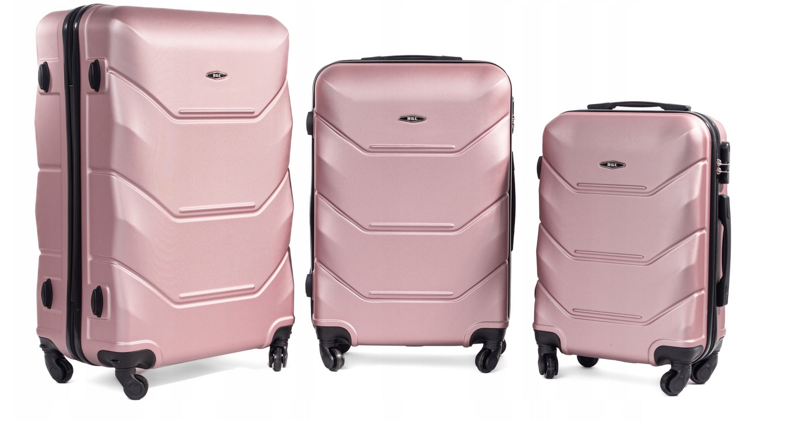Zestaw Komplet Walizek Twardych 3W1(DUŻA, Śrdnia,mała) Rgl Abs Rose Red
