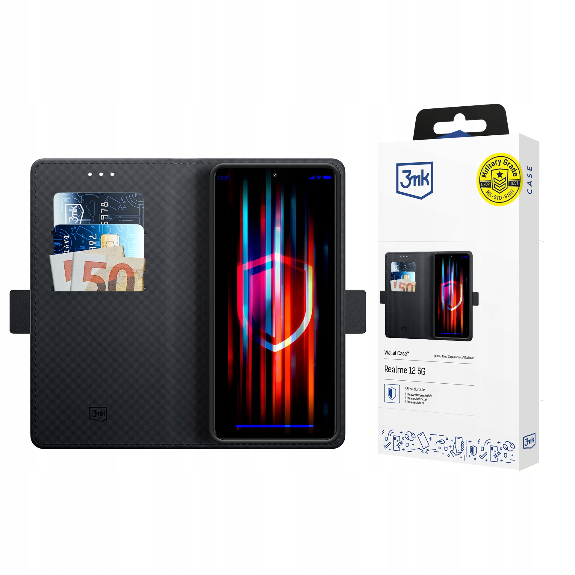 Etui 3mk Wallet Case na Realme 12 5G czarne 3mk Protection