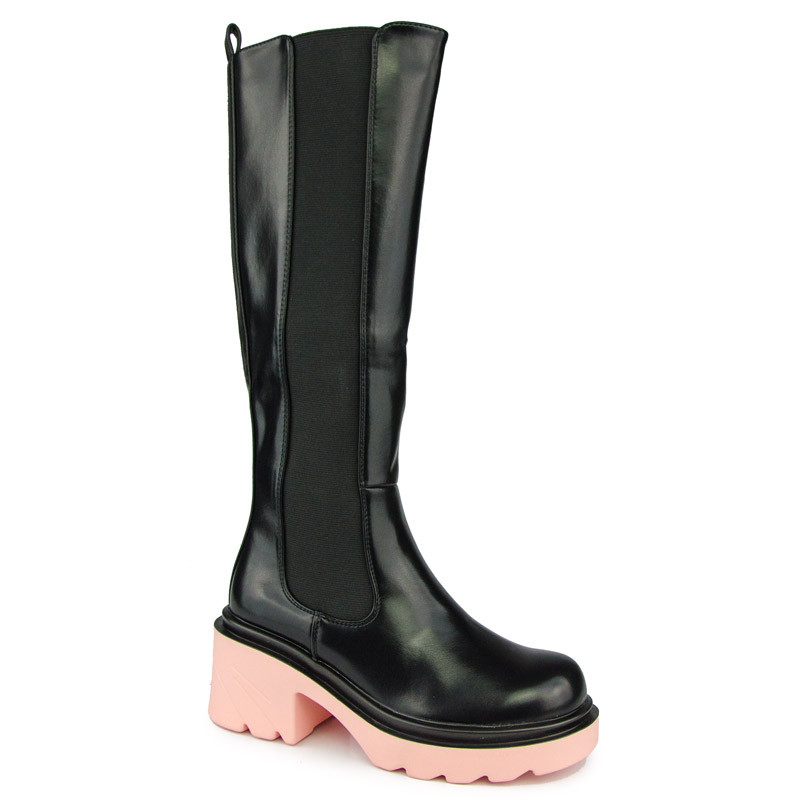 

LaRoni E200 Kozaki Workery Skóra Różowe Czarne