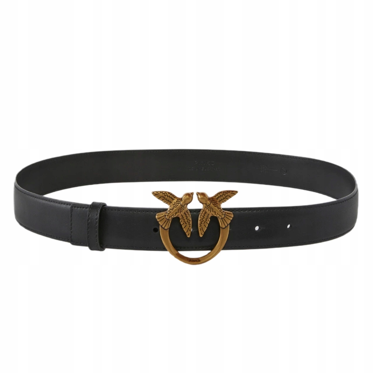 -10% Pinko Kožený Opasek Love Birds H3 Černý Xs