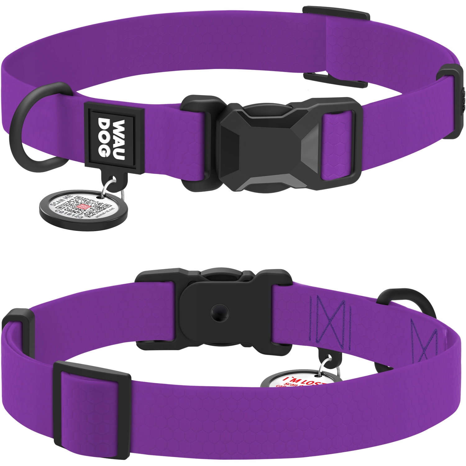 Levně Voděodolná obojek pro psa, magnetická fastexová spona, fialová, velikost XL