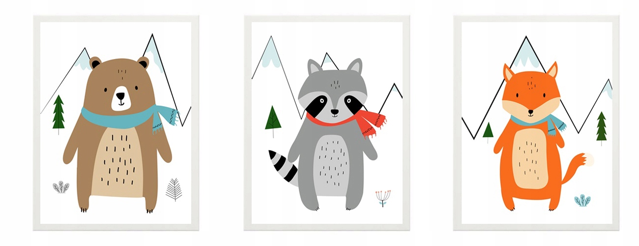 

Zestaw 3x Obrazek plakat A4 Leśne zwierzątka Lis