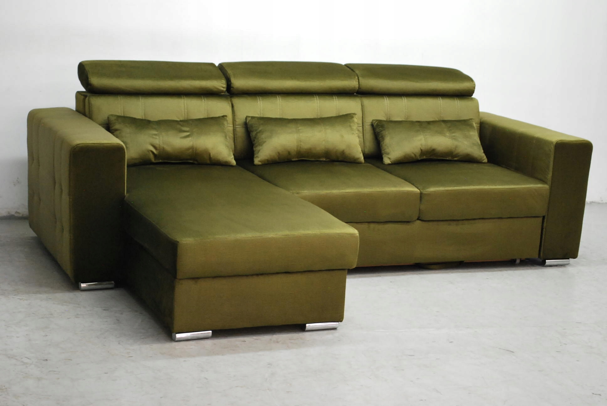 RLC NOWOCZESNY NAROŻNIK z funkcja spania + pojemnik rogówka Monolith welur Wysokość mebla 82 cm