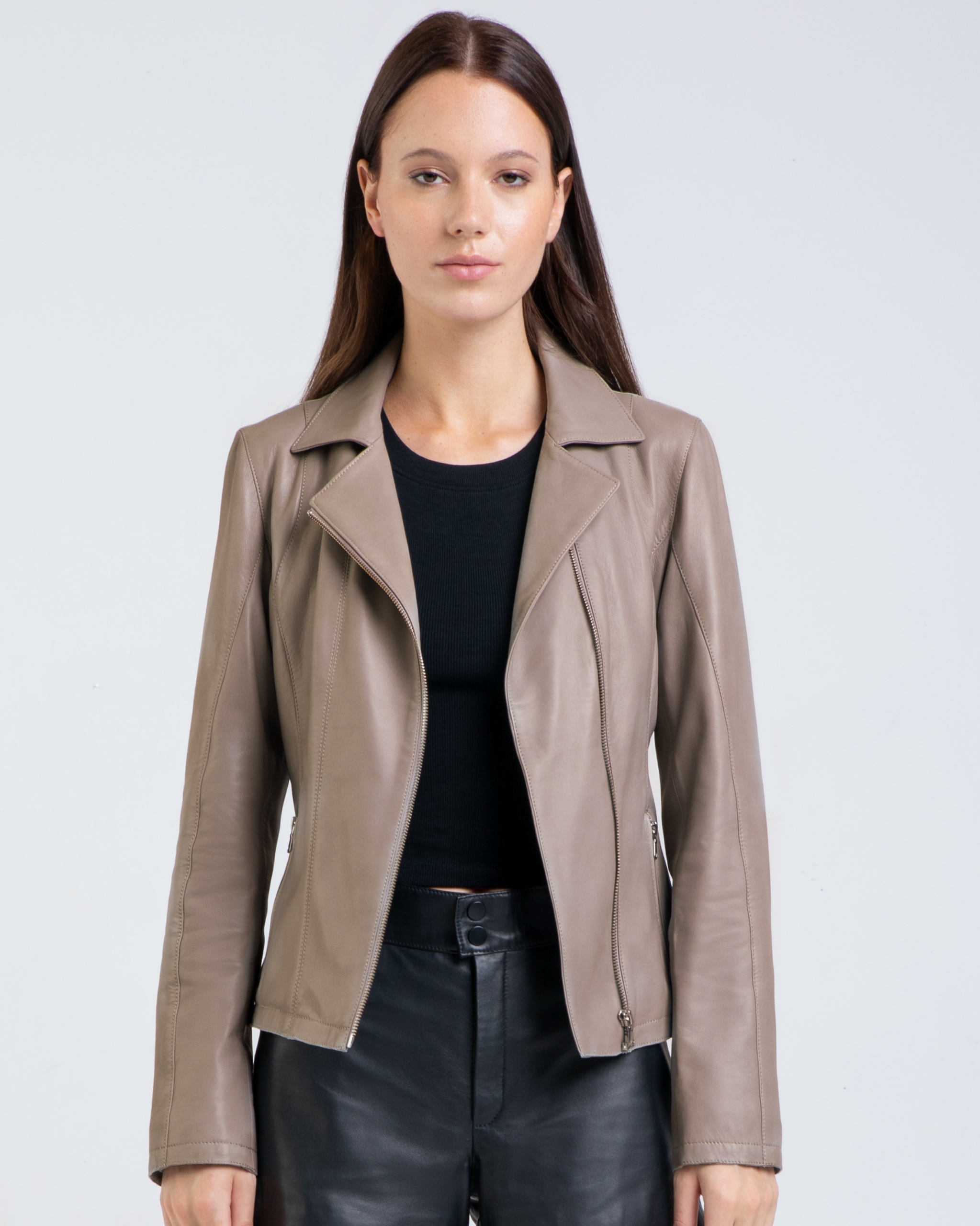 Dámská Kožená Ramoneska Mokka Brita S/36 Tomskór