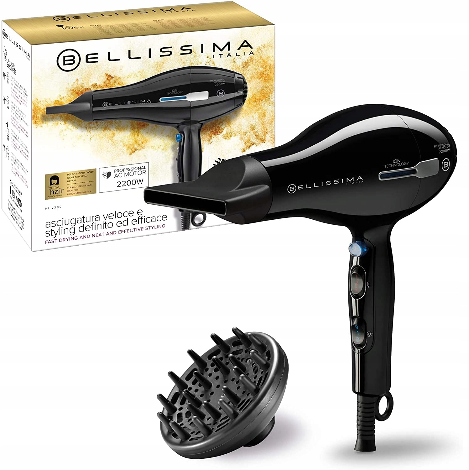 Fén na vlasy Bellissima, 11312 Professional P2 2200, 8 nastavení proudu ate