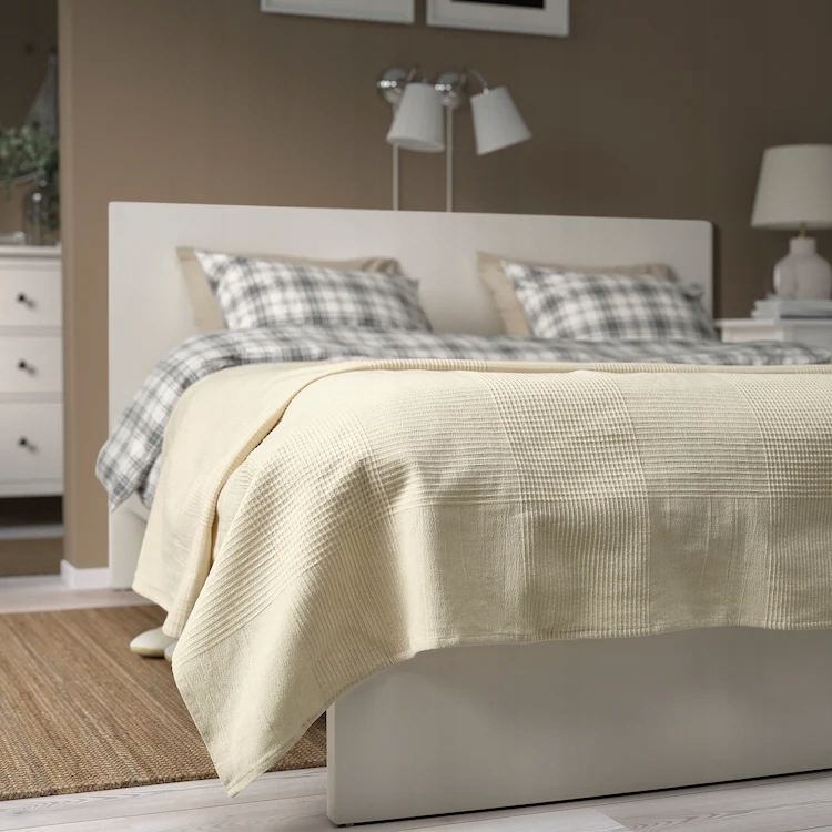 IKEA INDIRA Narzuta na łóżko naturalny ecru 230x250 cm Koc Pled Kapa Marka Ikea