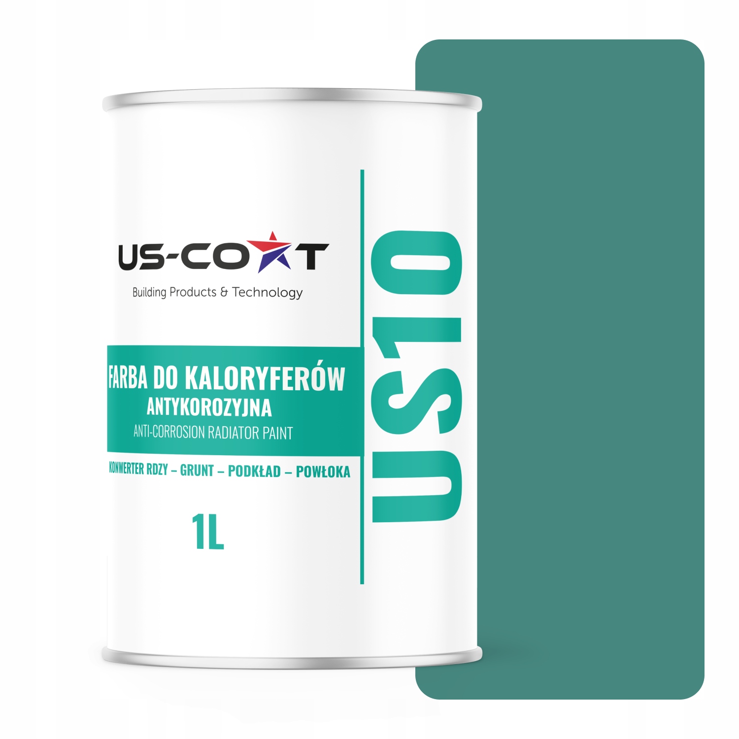 Barva pro radiátory Antikorozní Odolná 1L Satén Tyrkysová Mátová 3v1
