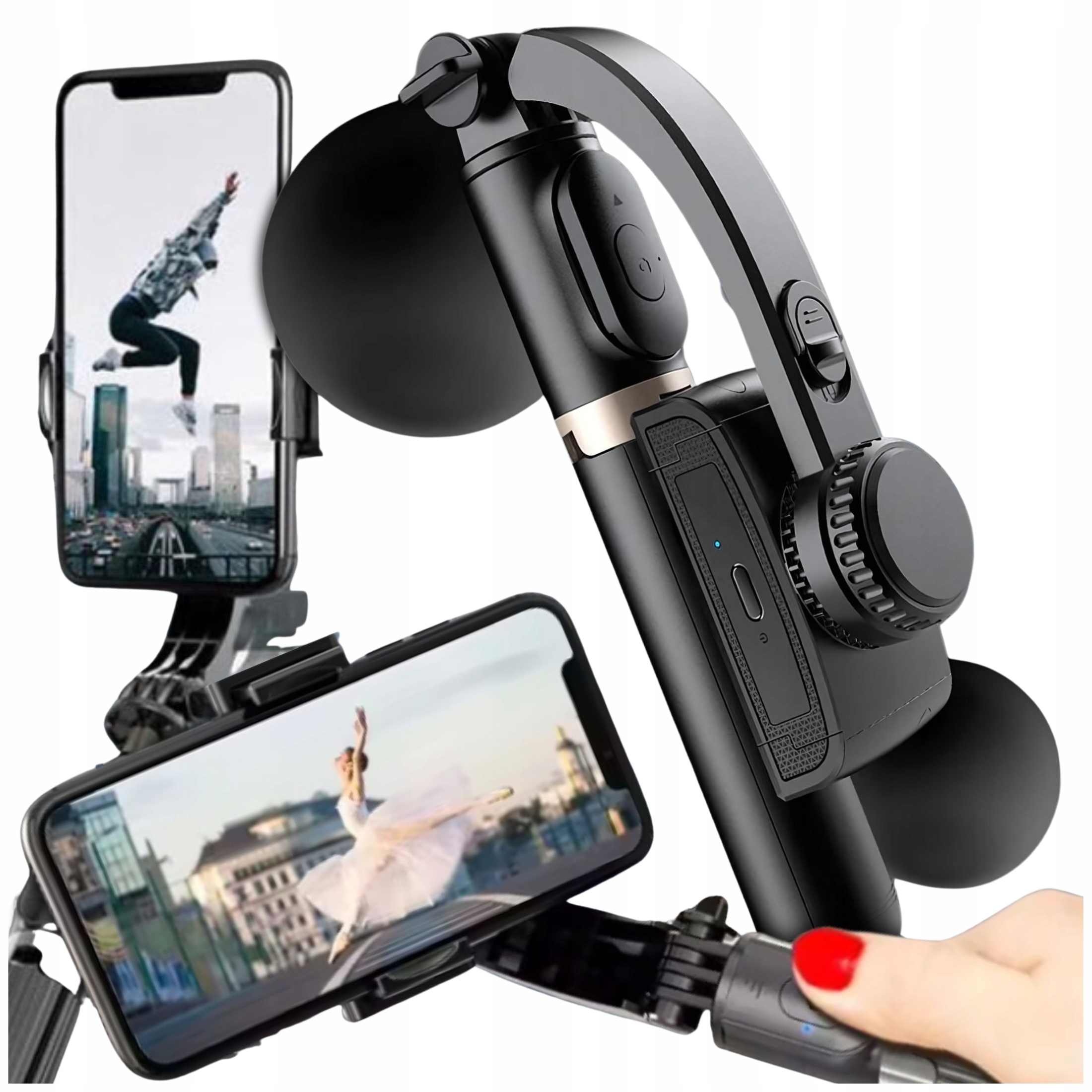 GIMBAL DO TELEFONU STABILIZATOR OBRAZU PILOT BLUETOOTH ROZKŁADANY KIJEK PRO