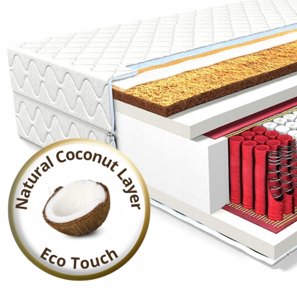 MATERAC DO SPANIA 160x200 COMFORT STRONG SPRĘŻYNOWY KIESZENIOWY KOKOS 22cm