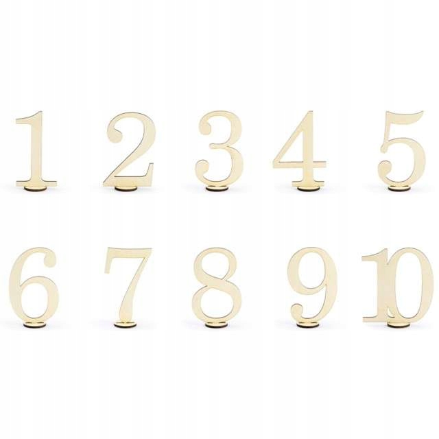 

dekoracje Numery na stół Cyfry drewniane 10 szt